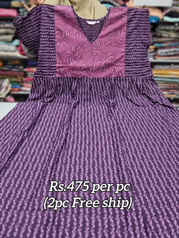 Frock Nighty – Premium Cotton | Side Pocket | Overlocked Finish | NT3380